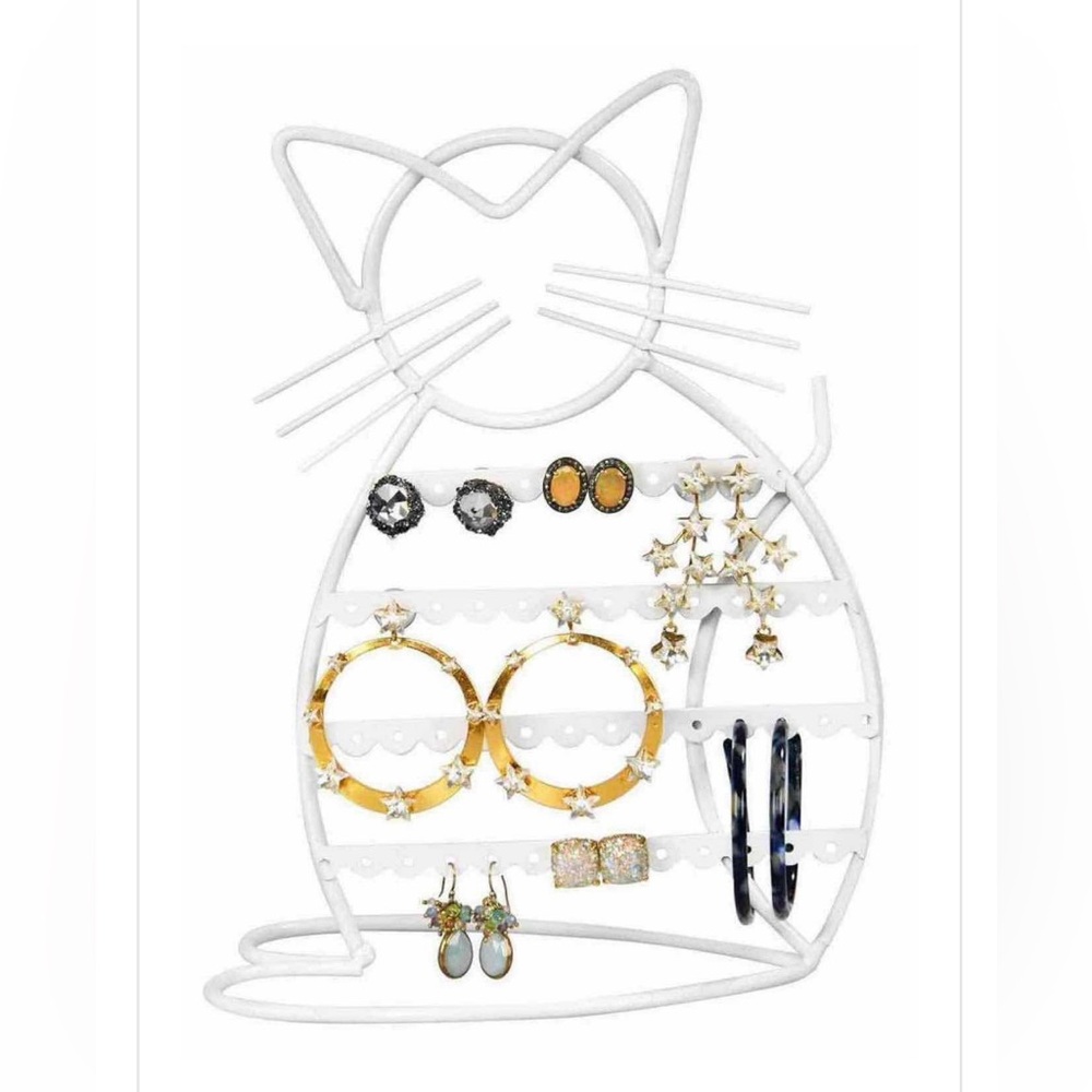 White Cat-Shaped Jewelry Holder